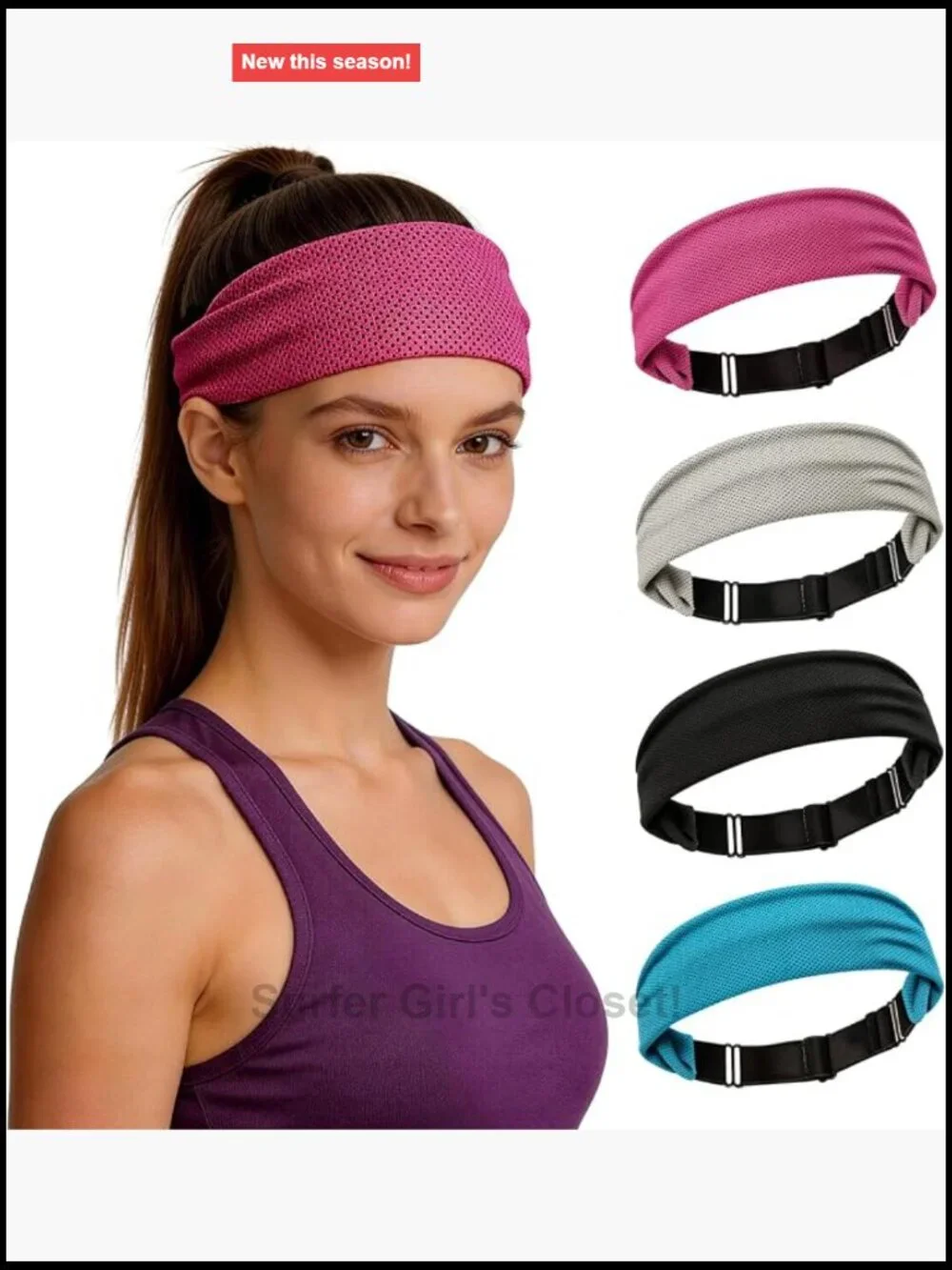 Cooling Headband Non-Slip Sweatband Moisture Wicking Sports Headband for